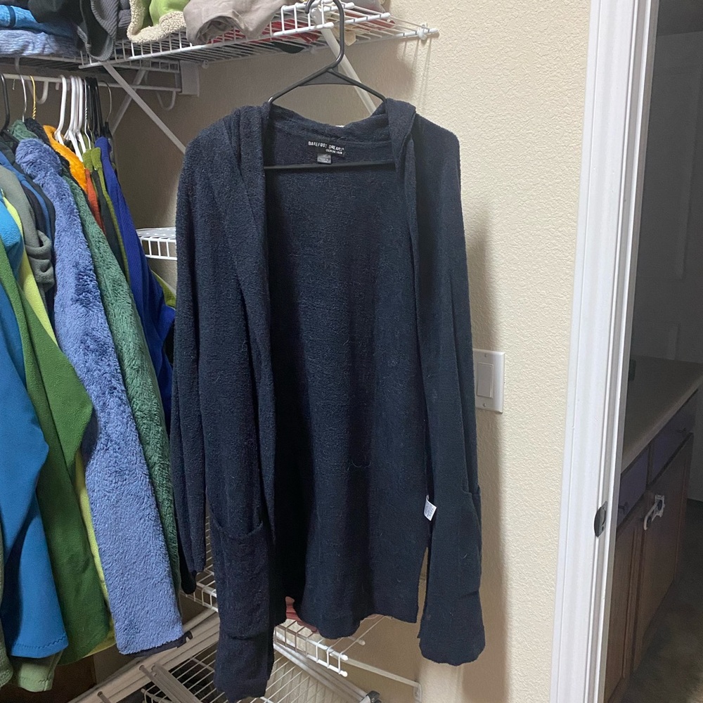 Black Hooded Barefoot Dreams Cardigan